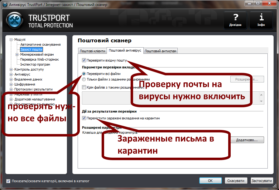 Оптимальные настройки для антивируса TrustPort